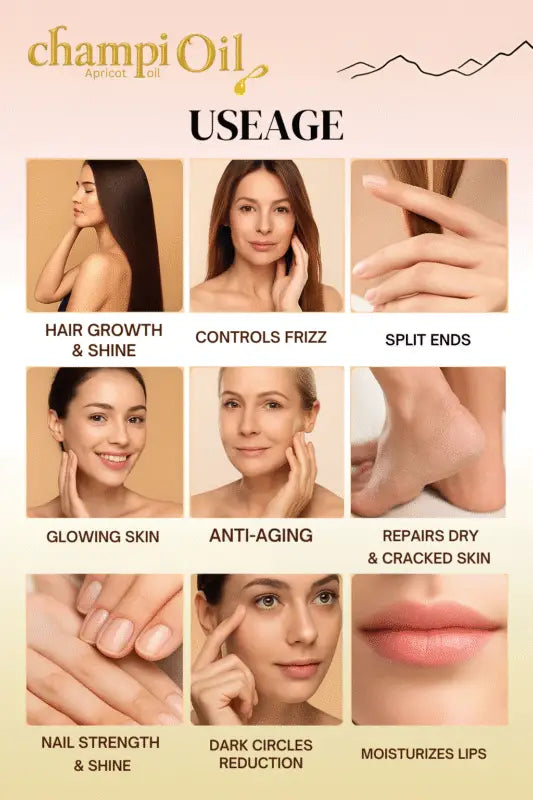 Multi-purpose benefits of Organic Apricot Oil by Champi Oil