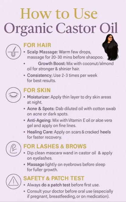 Guide on how to use Champi Oil castor oil for hair and skin