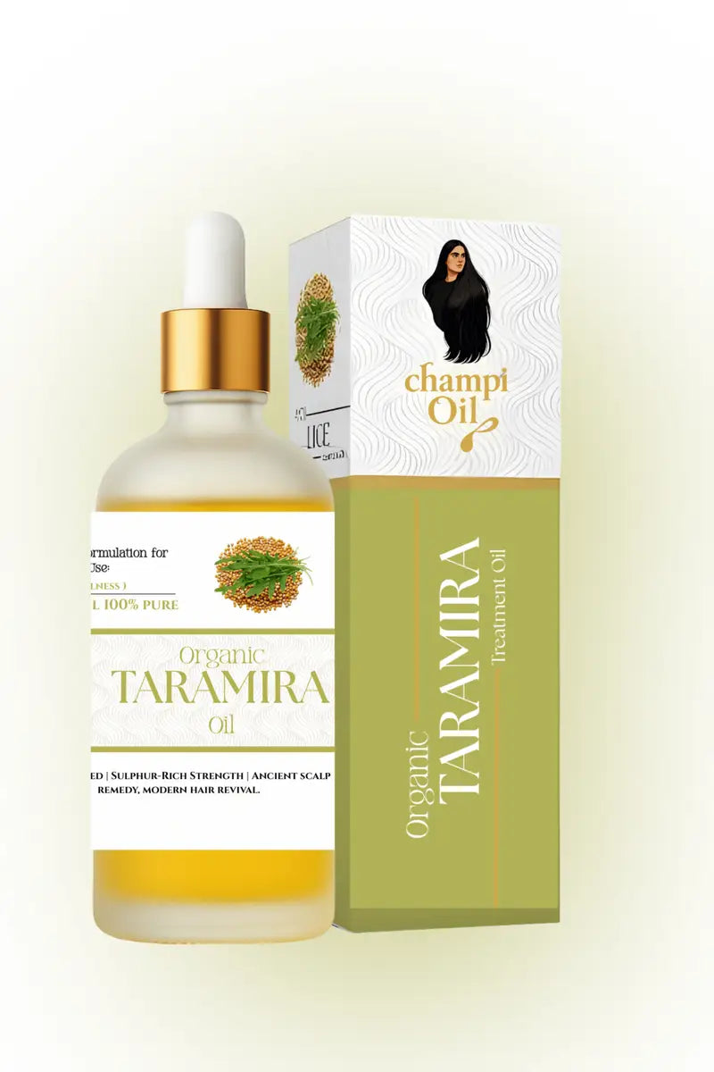 Organic taramira oil bottle for scalp care and hair treatment