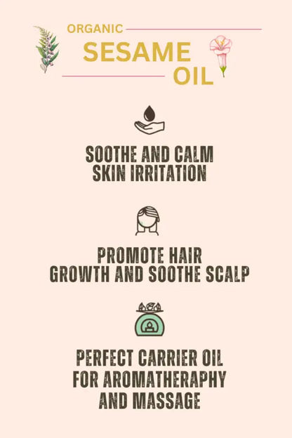 Champi Oil Organic Sesame Oil for hair growth and skin irritation relief.